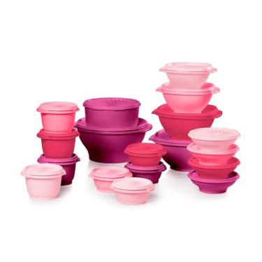 Imagem de Tupperware Coleção Heritage, Novo Conjunto De 36 Recipientes Para Armazenamento Alimentos Em Rosa Vintage, Laváveis Na Máquina Lavar Louça E Sem Bpa (18 Recipientes, 18 Tampas)