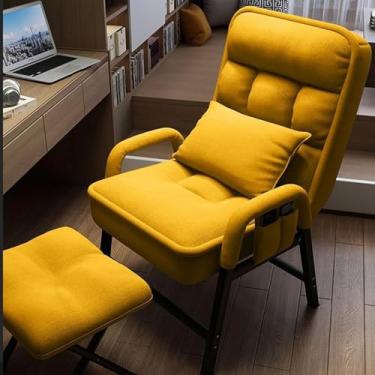 Imagem de Cadeira Preguiçosa Moderna Com Encosto Ajustável Em 6 Posições E Estrutura De Metal, Poltrona De Acento Com Apoio Para Os Pés, Cadeira De Leitura Confortável Com, C, 50D x 56W x 95H