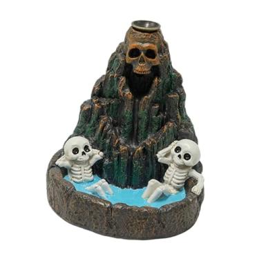 Imagem de Ioensy Queimador de incenso em cone de refluxo, suporte de incenso em cascata, estátua de mesa, ornamento de Halloween para quarto, escritório, sala de