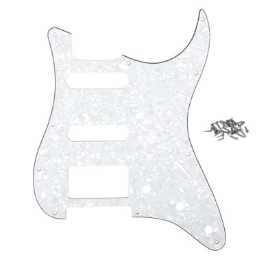 Imagem de ROZILO White Pearl HSS 11 furos Strat Pickguard ST Guitar Pick Guard Placa contra arranhões para para-choque padrão americano/mexicano Stratocaster estilo moderno
