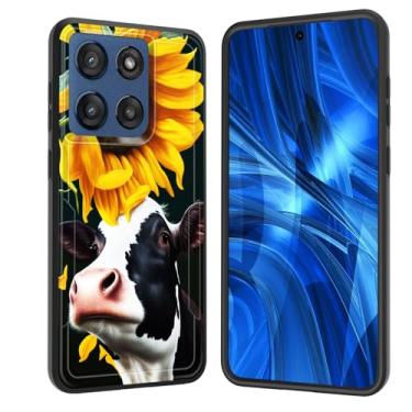 Imagem de JHYYTUJTYP Capa para Moto Edge 2025, [Teste de queda de grau militar] Capa protetora resistente à prova de choque resistente para Motorola Moto Edge 2025, linda vaca girassol