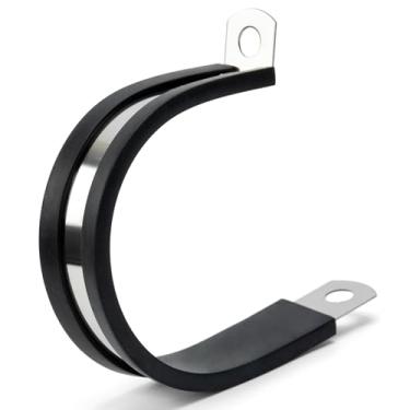 Imagem de Sieqioor Pacote com 20 braçadeiras de cabo de 3/8 polegadas, braçadeiras de cabo de aço inoxidável 304, braçadeira isolada acolchoada de borracha, suporte de tubo para tubo, braçadeira de mangueira