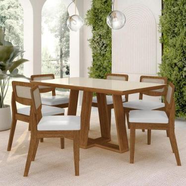 Imagem de Mesa Sion 1,60 Com 6 Cadeiras Sextavada Freijó/off/material sintético 