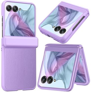 Imagem de NINKI Capa compatível com Motorola Razr 2024 com proteção de dobradiça, capa Razr 50 com protetor de tela à prova de choque anti-arranhões capa de borracha ultrafina para Motorola Razr 50 roxo