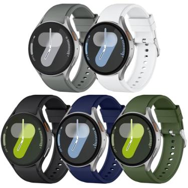 Imagem de Lenrao Pulseira de silicone compatível com Samsung Galaxy Watch 7 de 40 mm e 44 mm, pulseira esportiva resistente à água de 20 mm para Galaxy Watch 6 4 Classic 4 de 42 mm, 46 mm, 43 mm e 47 mm