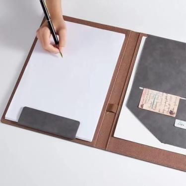 Imagem de Organizador De Currículo De Portfólio De Negócios Magnético A4 Pasta Clipe De Papel Bloco De Escrita Fecho Magnético Para Trabalho Escola E Mais, Brown