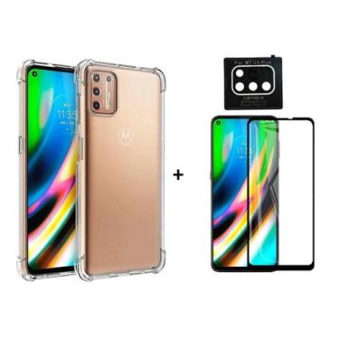 Imagem de Kit Capa Anti Impacto Motorola Moto G9 Plus + Película Vidro + Películ