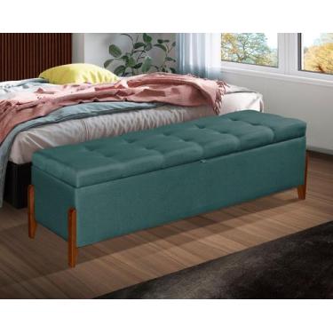 Imagem de Calçadeira Baú Recamier Sapateira Viena 195cm P/ Cama King em Linho - 