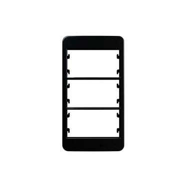 Imagem de Placa para Condulete com Suporte MarGirius Sleek Caixa 3/4" para 3 Módulos Preto Ebony