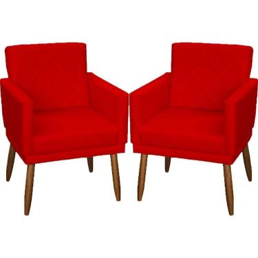 Imagem de Kit 2 Poltronas Decorativa Para Sala Recepção Beatriz Suede Cores Pé Palito Castanho