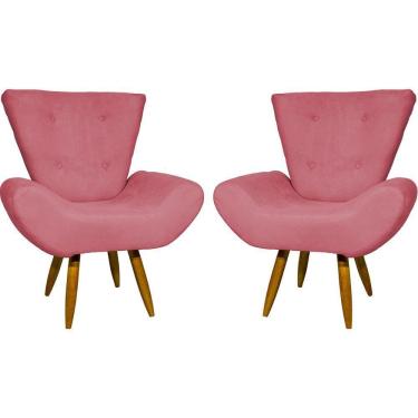 Imagem de Kit 2 Poltronas Decorativa Para Sala Recepção Manicure Consultório Escritório Emilia Suede
