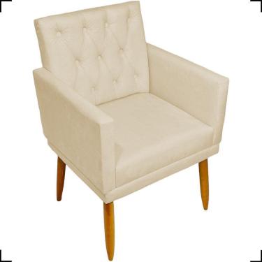 Imagem de Poltrona Decorativa Para Sala Recepção Nina Capitonê Suede Cores Pé Palito