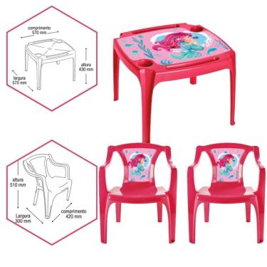 Imagem de Kit Mesa E 2 Cadeira Infantil Atividades Educativa Rosa