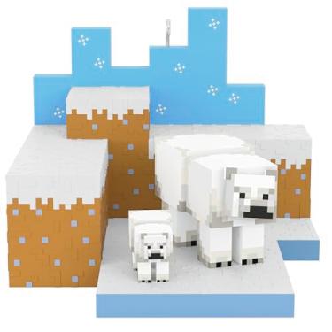 Imagem de Hallmark Keepsake Enfeite de Natal 2025, ursos polares de Minecraft em tundra nevada, presentes para jogadores