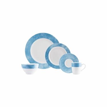 Imagem de Serviço de 20 peças com Bowl e Caneca com Pires em Porcelana, Modelo Redondo Itamaraty, Coleção Cromo Azul, Schmidt Estilo, Porcelana Schmidt