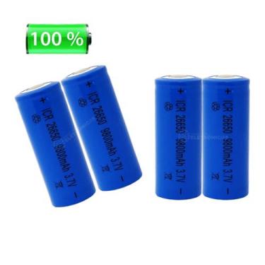 Imagem de Jogo 4 Baterias Recarregável Lítio 26650 Potencia 9800mah 3.7V Para La