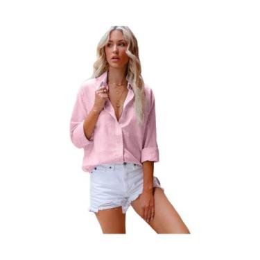 Imagem de Camisa Feminina Vintage Harajuku - Algodão e Linho - Manga Comprida, B