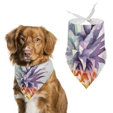 Imagem de Cachecol de poliéster triângulo estampado abacaxi para animais de estimação - Tamanho único (70 x 30 cm)