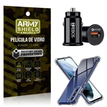 Imagem de Kit Carregador Veicular Turbo 18w com Capinha Samsung S21 Fe e Películ