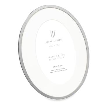 Imagem de Isaac Jacobs Moldura de metal oval prata 15 x 20 (fosco, 9 x 12 cm), moldura clássica feita para mesa e exibição suspensa, galeria de fotos e arte de parede (15 x 20 (fosco 9 x 12 cm), prata)
