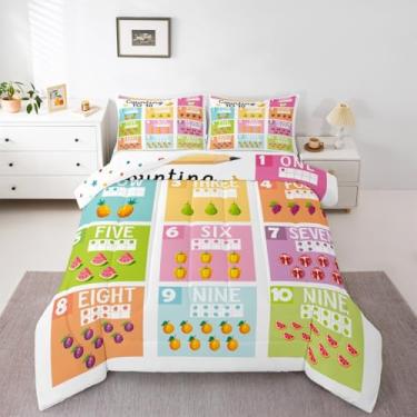 Imagem de Feelyou Conjunto de edredom infantil com enchimento, tamanho solteiro, educacional, para meninos e meninas, para decoração de quarto de adolescentes com 1 fronha
