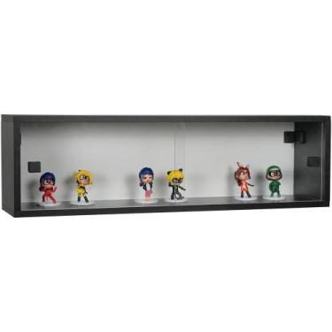 Imagem de Nicho 80x23x18 Preto c/ Portas de Acrílico Puxador Montante Preto - EV