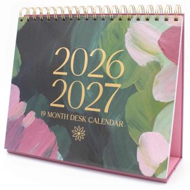 Imagem de bloom daily planners Calendário de mesa dobrável 2026 – organizador mensal de 20,3 x 25,4 cm (janeiro de 2026 a julho de 2027) 19 meses - pinceladas de tinta