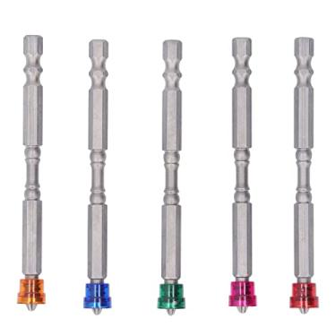 Imagem de Conjunto de 5 peças de chaves de fenda de anel magnético com haste sextavada de 6 mm S2 liga de aço PH2 Cross Magnetic Phillips Bits para ferramenta de chave de energia elétrica