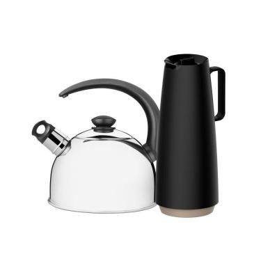 Imagem de Chaleira Com Apito 2,1L Garrafa Térmica 1L Preto Tramontina
