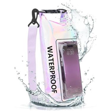 Imagem de Saco Estanque Dobrável Impermeável com Alça Ajustável Prova D'Agua Mergulho Pescaria Saco Mochila 2 Litros (Colorido)