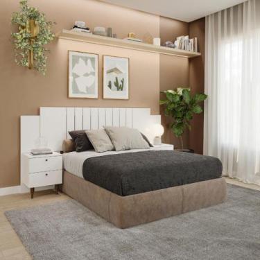 Imagem de Cabeceira Queen com 2 Mesas Lateral 2 Gavetas em MDF Genova Panan, Bra
