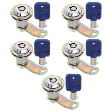 Imagem de LT Easiyl 5 peças de trava de came de 27 mm de comprimento com chave para portas de madeira armários armários máquinas de pinball 22,5 x 19 x 11,3 mm