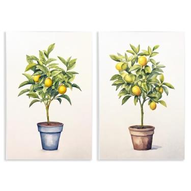 Imagem de Stupell Industries Conjunto de arte de placa de parede de serenata cítrica em vaso de 2 peças por Andrea Haase, 48 x 33