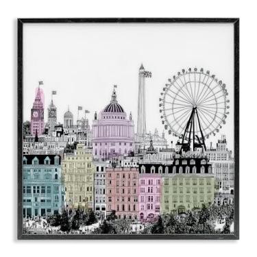 Imagem de Stupell Industries Design de arte giclée emoldurado preto Cidades do Mundo Londres por Annabelle Hall, 12 x 12