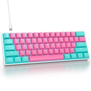 Imagem de Teclado para jogos surmen 61 Miami Mechanical de 61 teclas rosa