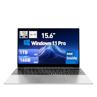 Imagem de Laptop mais recente de 2025 de 15,6 polegadas, compatível com Windows 11, 16 GB de RAM, SSD de 1 TB, processador Quad Core N5095 (até 2,9 GHz), tela Full HD 1080P, teclado retroiluminado, webcam, USB
