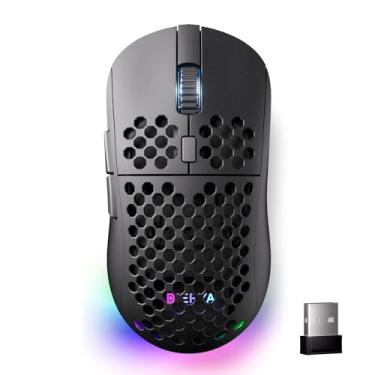 Imagem de DIERYA Mouse para jogos M1 sem fio, 24000DPI, bateria de 180 horas, 16,8 M RGB, 6 botões programáveis, leve, modo triplo (2,4G/BT5.2/USB-C) para PC/Mac/Laptop - Preto