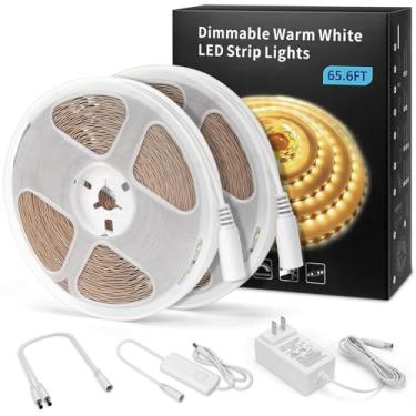 Imagem de MYPLUS Kit de iluminação sob armário, fita de luz de LED regulável de 1200 LEDs, 24 V, adaptador de segurança de baixa potência, fita de luz flexível para armário de cozinha, quarto, balcão