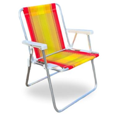 Imagem de Cadeira de Praia em Alumínio Resistência e Conforto para você Suporta Até 120kg Cores Variadas (Amarelo e Vermelho)