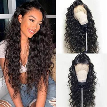 Imagem de Perucas de cabelo humano onduladas profundas de 71 cm, densidade de 180% 13 x 4 HD, peruca frontal de renda transparente para mulheres, sem cola, cabelo humano pré-cortado com cabelo de bebê (71 cm