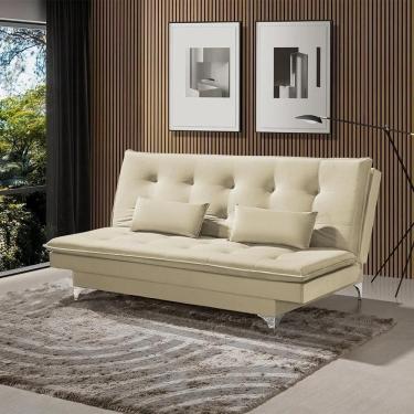 Imagem de Sofá Cama Casal Berlim 190cm Design Moderno Veludo Bege