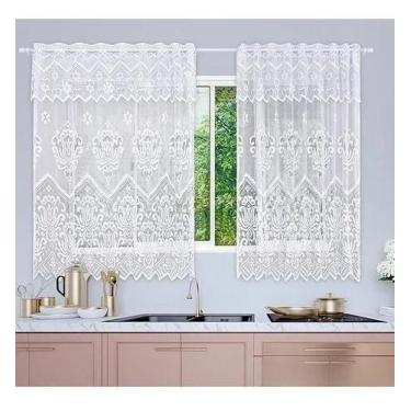 Imagem de Cortina C/ Estampa Renda Marina Cozinha 230x150cm+40 Bandô  - Beija Fl