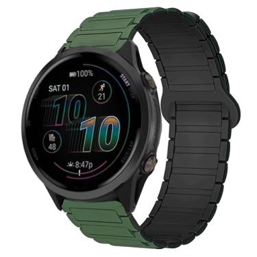 Imagem de Pulseira de substituição esportiva de silicone de liberação rápida de 20 mm e 22 mm compatível com Garmin Forerunner 570 de 42 mm, 47 mm, Forerunner 55, 165, 245, 255, 265, 645 (verde, pulseira