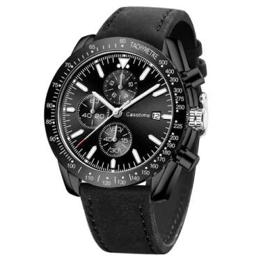 Imagem de Relógio Casotime Chronograph 30m em couro impermeável para homens