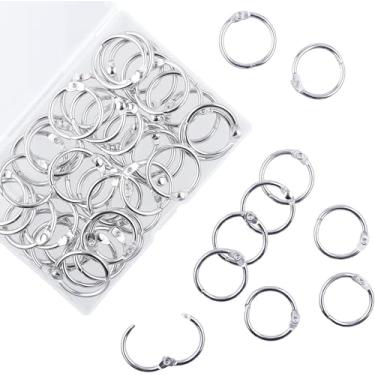 Imagem de AKONEGE Anéis de fichário de folhas soltas de 3,5 cm, anéis de metal para escritório, anéis de fichário de aço niquelado, chaveiros de chaveiro, prata, para escola, casa, escritório (embalagem com 50)