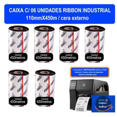 Imagem de RIBBON INDUSTRIAL 110mmX450m CAIXA INDUSTRIAL C/ 06 UNIDADES ROLOS - B