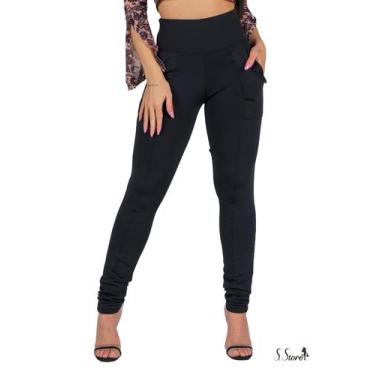 Imagem de Calça Legging Montaria Térmica Suplex Peluciada Com Bolsos Leg Forrada