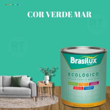 Imagem de Esmalte Sintético Base Água Brasilux Ecologico Cor Verde 800ML Brilhan