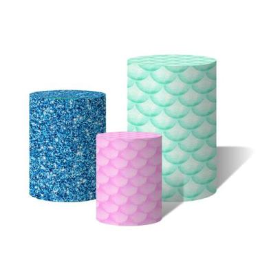 Imagem de Trio Capas Para Cilindro Versátil Sereia Escamas Aquarelas e Glitter 1