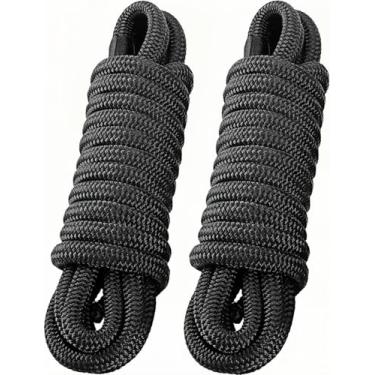 Imagem de PACTHSD Pacote com 2 linhas de doca de 3/10.2 cm x 25' - Corda de barco de nylon de grau marítimo com laço de 38.1 cm para ancoragem e amarração - Linhas de barco trançadas duplas, alta resistência